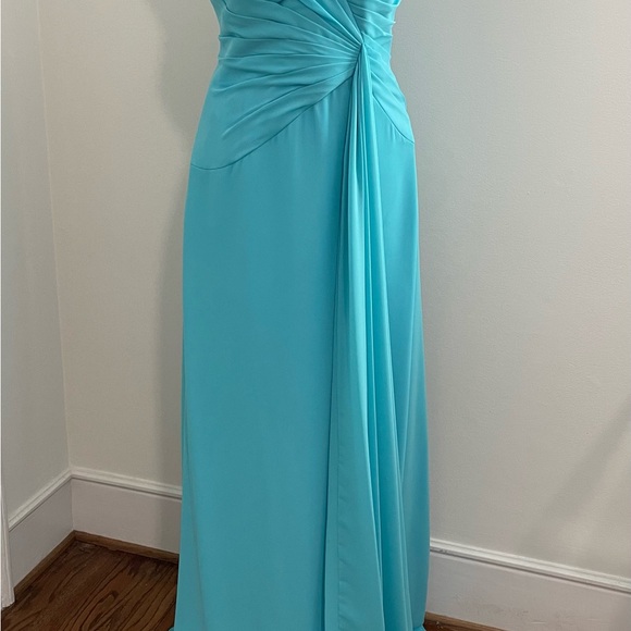 Strapless Formal w/front slit and back draped train- Sz 12 - Picture 9 of 10